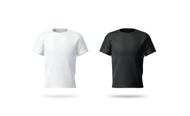 istock Blank black and white t-shirt mockup, isolated, front view, 1167920146