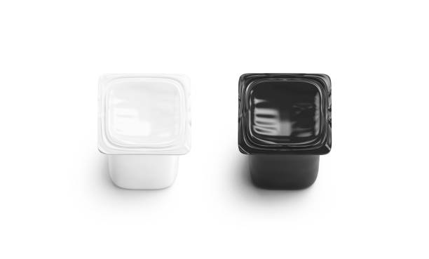 istock Blank black and white yogurt box mockup set isolated 1167920348