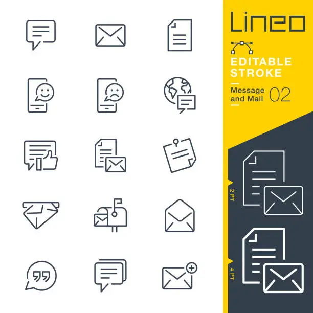 Vector illustration of Lineo Editable Stroke - Message and Mail line icons