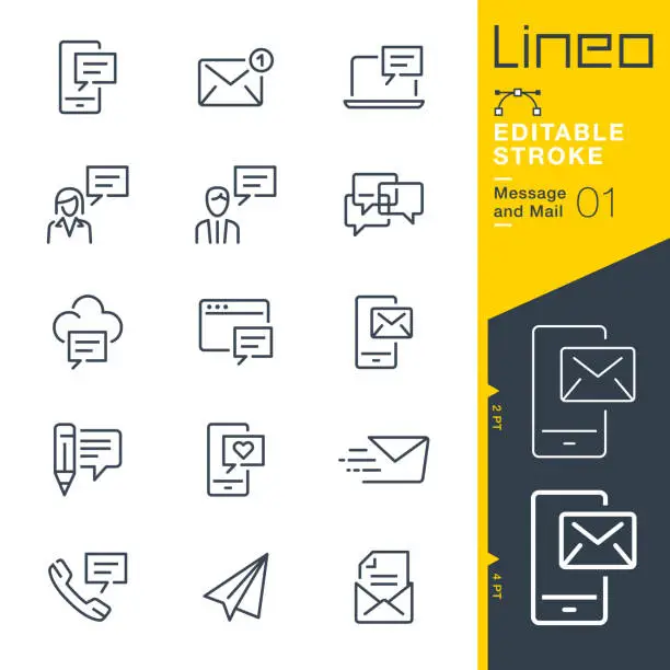 Vector illustration of Lineo Editable Stroke - Message and Mail line icons