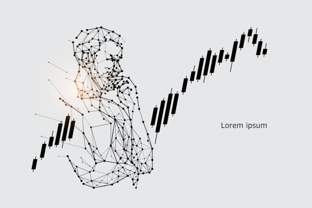 die teilchen, geometrische kunst, linie und punkt des menschlichen denkens. - contemplation silhouette tree men stock-grafiken, -clipart, -cartoons und -symbole