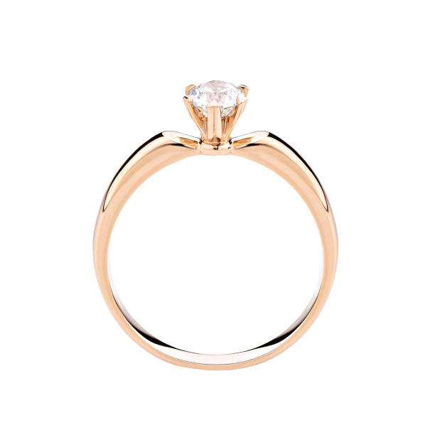 obrączka diamentowa odizolowana na białym tle - ring gold diamond engagement ring zdjęcia i obrazy z banku zdjęć