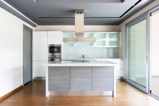 istock Living room with kitchen island, modern apartment 1167925254
