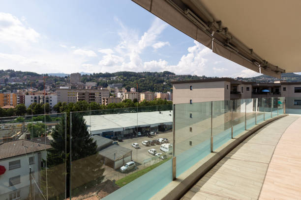 istock Luxury apartment balcony with city view 1167925529