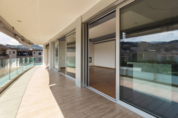 istock Luxury apartment balcony with city view 1167925670