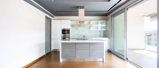 istock Living room with kitchen island, modern apartment 1167925967