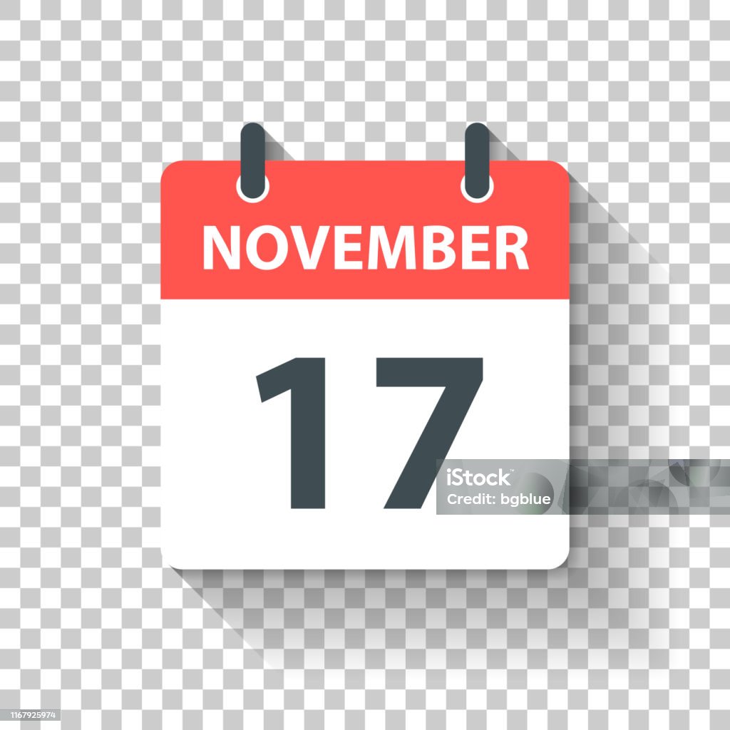 17 Novembre Icône De Calendrier Quotidien Dans Le Modèle Plat Vecteurs libres de droits et plus d'images vectorielles de 2019 - iStock