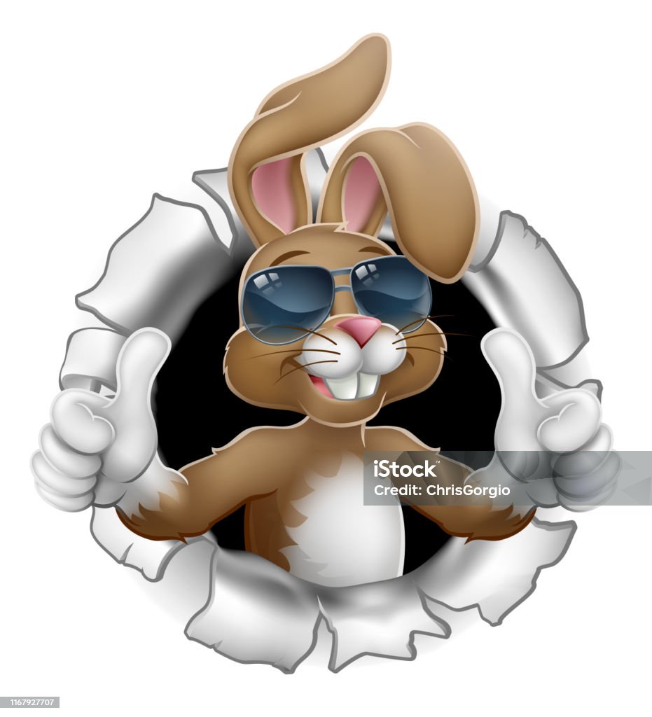 Easter Bunny Cool Thumbs Up Rabbit In Sunglasses Stock Illustration -  Download Image Now - Easter Bunny, Baby Rabbit, Rabbit - Animal - iStock