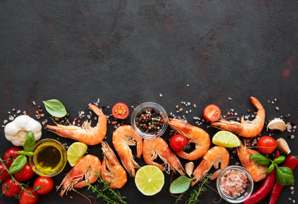 istock Fresh seafood - shrimps with vegetables 1167928381