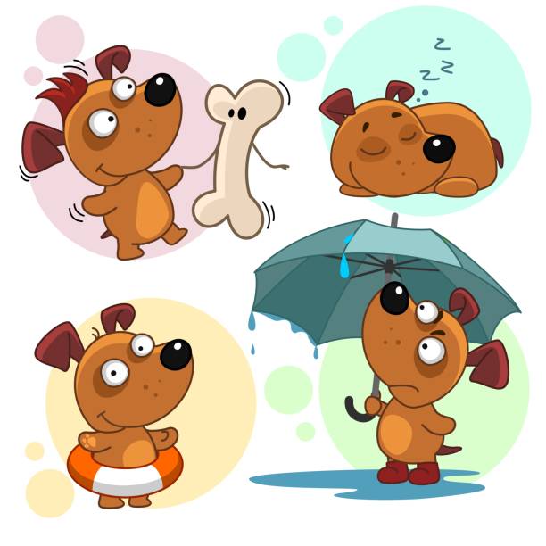 иконки с собаками часть 33 - cartoon umbrella dog care stock illustrations