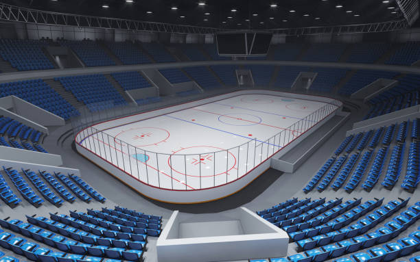 istock Interior hockey stadium with blue seats. 1167934929