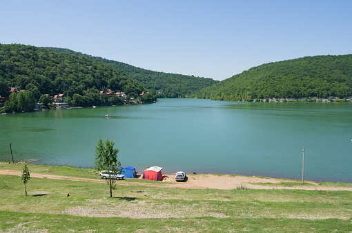 Bovan, Serbia - august,6.2019: Bovan lake is artificial lake and favourite tourist destination