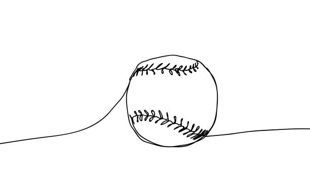 ilustrações de stock, clip art, desenhos animados e ícones de baseball ball vector illustration on a white background. continuous line drawing style. - sewing item