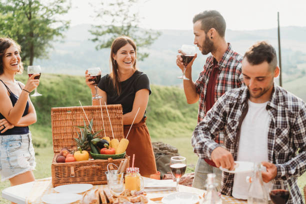 istock Friends making an aperitif and drinking wine during a barbecue party 1167937045