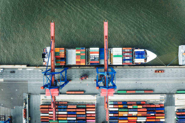 istock Aerial view of a Container harbour 1167940465