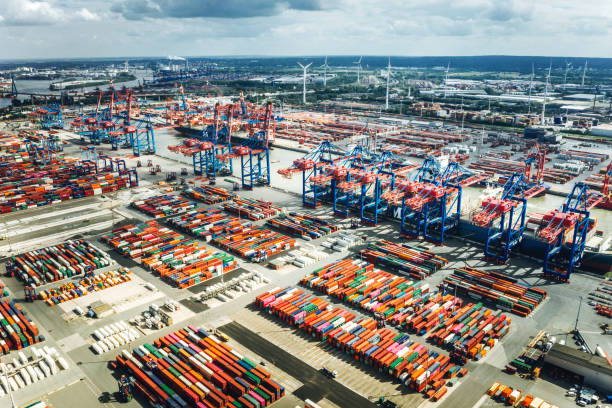 istock Aerial view of a Container harbour 1167940830
