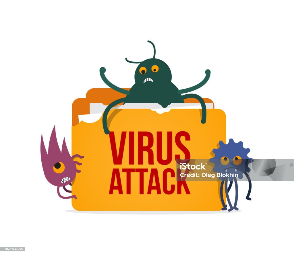 Computer Virus Boss Virus Attack To Computer System Vector Illustration Isolated System ...