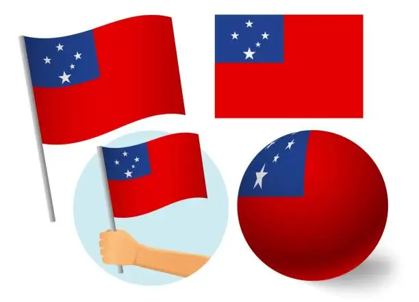 Vector illustration of Samoa flag icon set