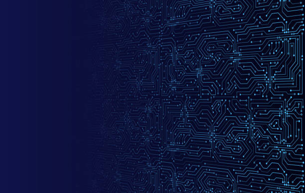 Abstract 3D circuit board. Futuristic vector illustration. High-tech technology abstract background. Abstract 3D circuit board. Futuristic vector illustration. electric circuit symbols stock illustrations