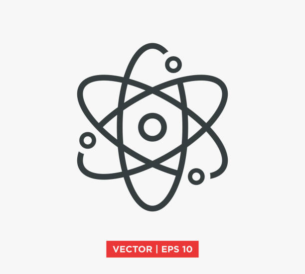 ilustraciones, imágenes clip art, dibujos animados e iconos de stock de ilustración vectorial del símbolo del icono del átomo - corazón de manzana