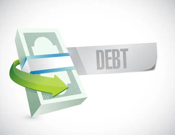 Vector illustration of Money and debt message illustration design