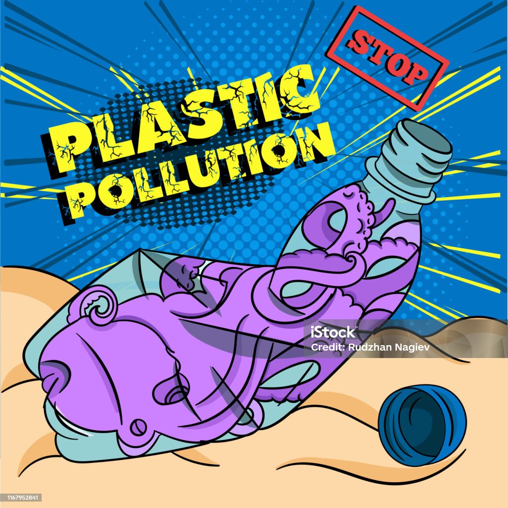 Ngăn Chặn Ô Nhiễm Nhựa Cảnh Báo Hình Ảnh Khái Niệm Popart Với Một ...