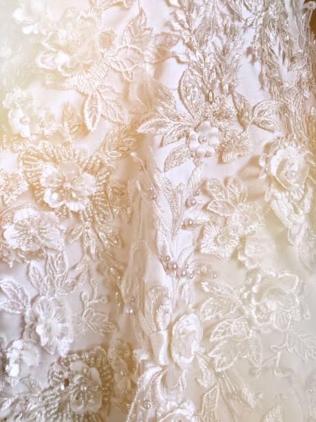 détail de dentelle de robe de mariée - 9780 photos et images de collection