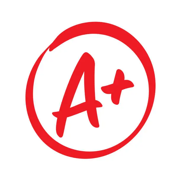 Vector illustration of Vector A Plus Red Grade Mark