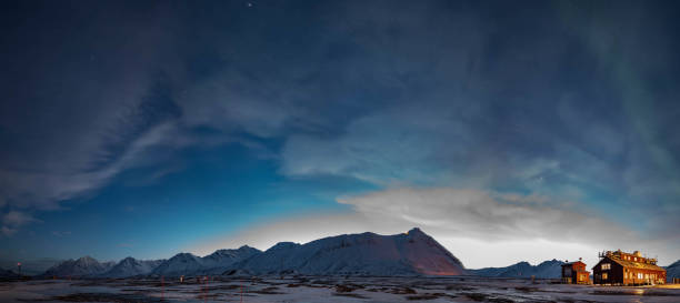 Moonlit landscape in Ny-Ålesund, Svalbard. Nasa Public Domain Imagery Svalbard landscape at night. Chris Pirner public domain photos stock pictures, royalty-free photos & images