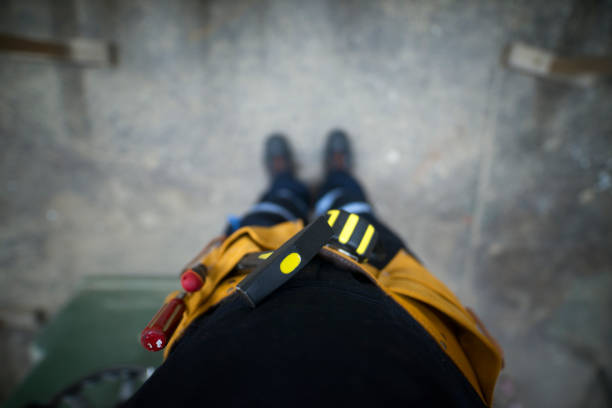 istock Top view of unrecognizable worker wearing tools belt pouch. 1167960799
