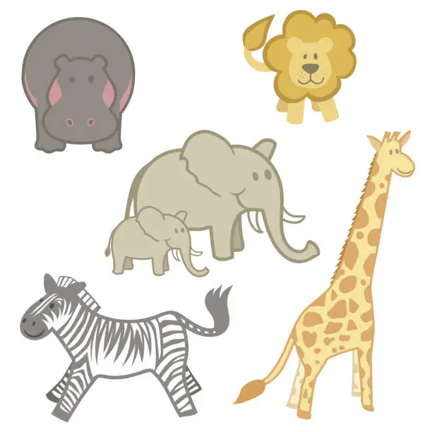 Vector illustration of Safari Animals