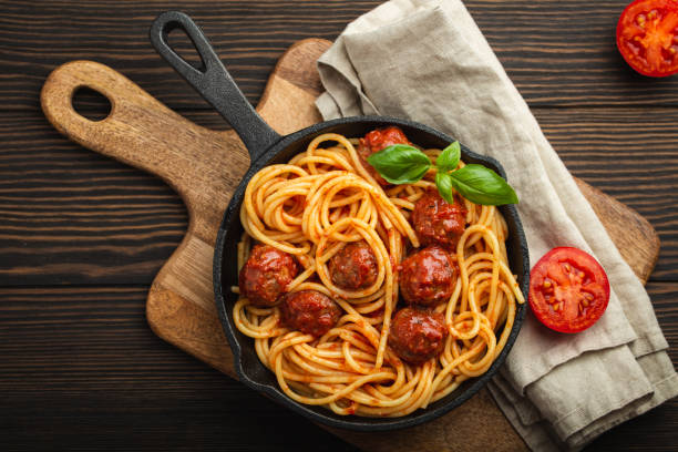 istock Meatballs pasta in tomato sauce 1167961826