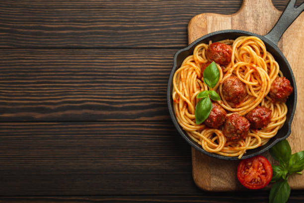 istock Meatballs pasta in tomato sauce 1167961833