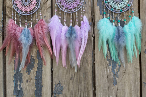 istock Handmade dream catcher with feathers threads and beads rope hanging 1167967066
