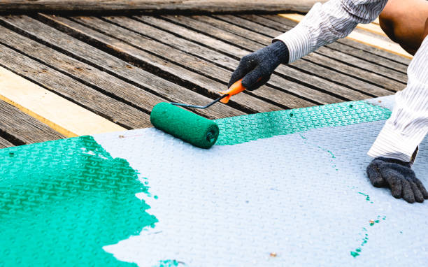 istock Painted with a roller on the steel floor 1167969436