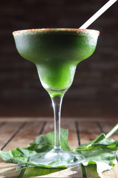 istock Chaya or tree spinach cocktail with pepper decorated with leaves. 1167973192