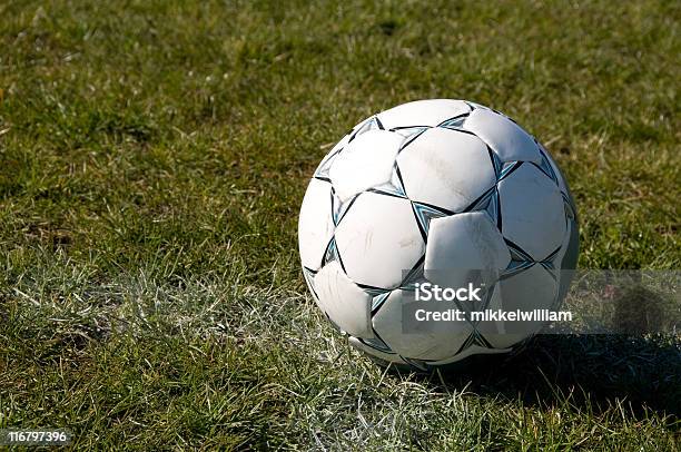 Fußball Auf Dem Rasen Stockfoto und mehr Bilder von Einzellinie - Einzellinie, Farbbild, Fotografie