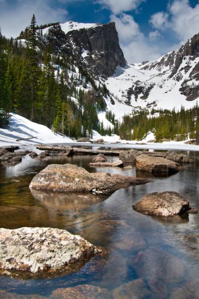 Dream Lake - Rocky Mountain National Park, Colorado Dream lake Rocky Mountain National Park Colorado Hike camp explore water front range mountain range stock pictures, royalty-free photos & images