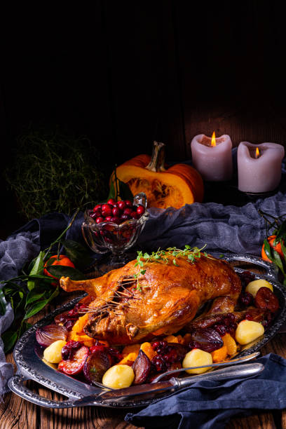 istock roast duck with potato dumplings and plums 1167987135
