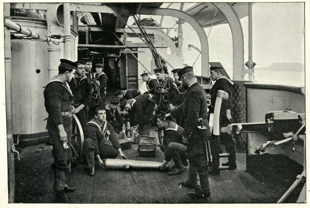 istock Royal Navy sailor dismantling a light gun, 19th Century 1167987230