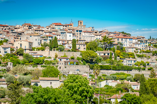 Village of Biot, Alpes-Maritimes, France, town center on a hill in summer
