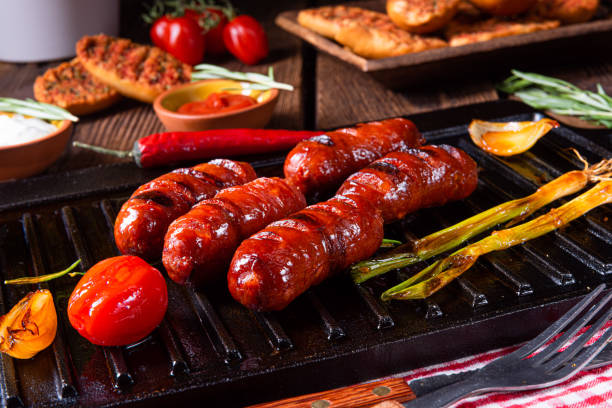istock Chili chorizo ​​sausage with tomato bruschetta 1167987674