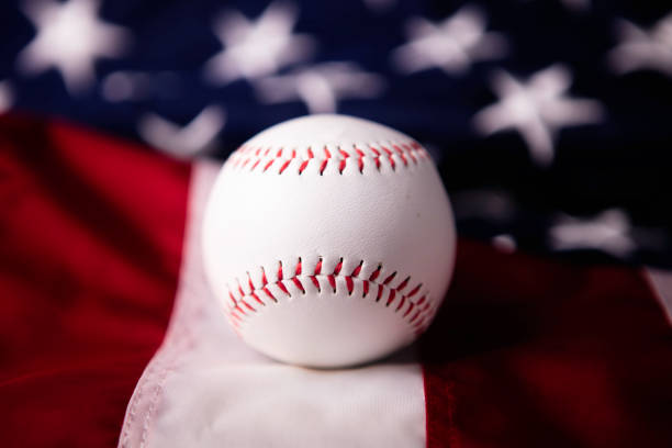 istock Baseball And American Flag 1167991466