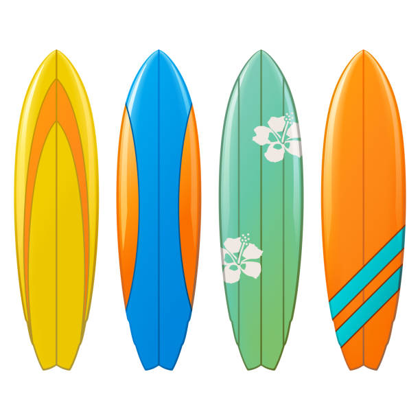 illustrazioni stock, clip art, cartoni animati e icone di tendenza di icone della tavola da surf vettoriale - surfboard