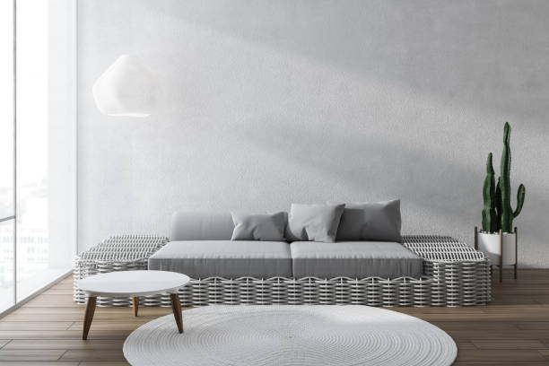 istock White living room interior with gray sofa 1167996693