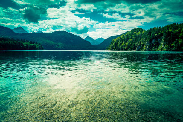 목가적인 블루 마운틴 레이크 앤드 윌더니스 - lake tranquil scene landscape zen like 뉴스 사진 이미지