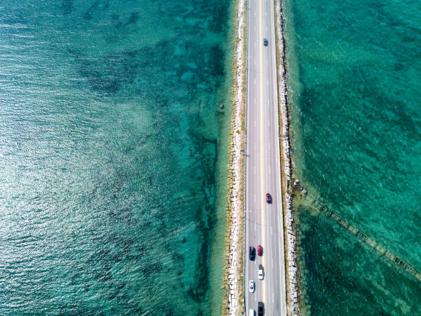 Drone View Of The Mackinac Bridge From Above