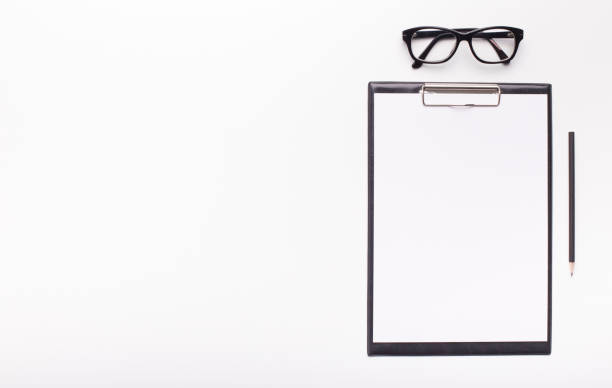 Paper clipboard with white blank space for text on background