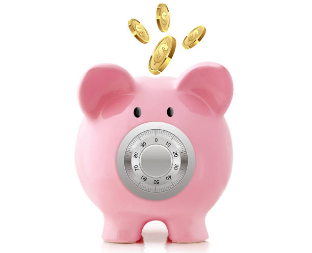 istock Piggy bank with combination lock. 3D illustration on an isolated white background. 1168003342