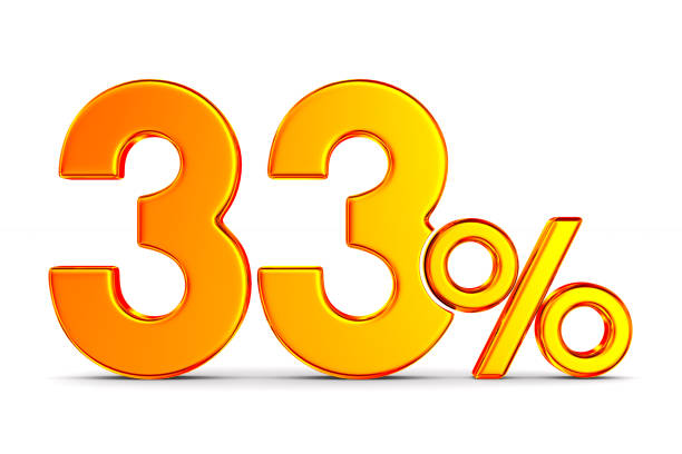 istock thirty three percent on white background. Isolated 3D illustration 1168005691